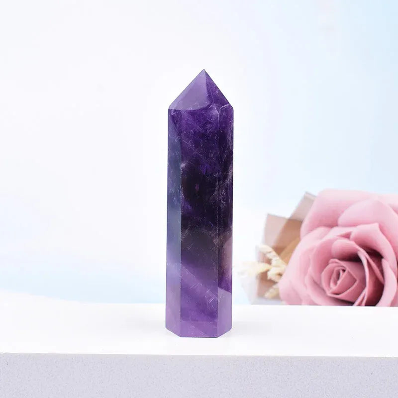 Natural Amethyst Crystal Obelisk Point Mineral Specimen Crafts Stone Beautiful Ornament Home Decor Pyramid Souvenir DIY Gift