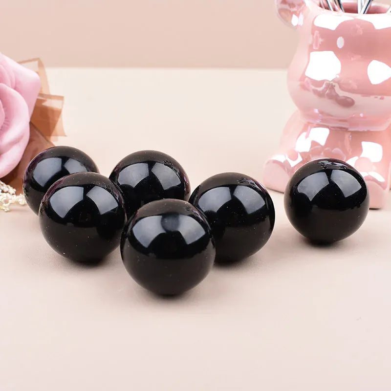1Pc Natural Obsidian Polished Crystal Ball Reiki Energy Mineral Ornaments Gemstone Sphere For Home Decoration Gifts
