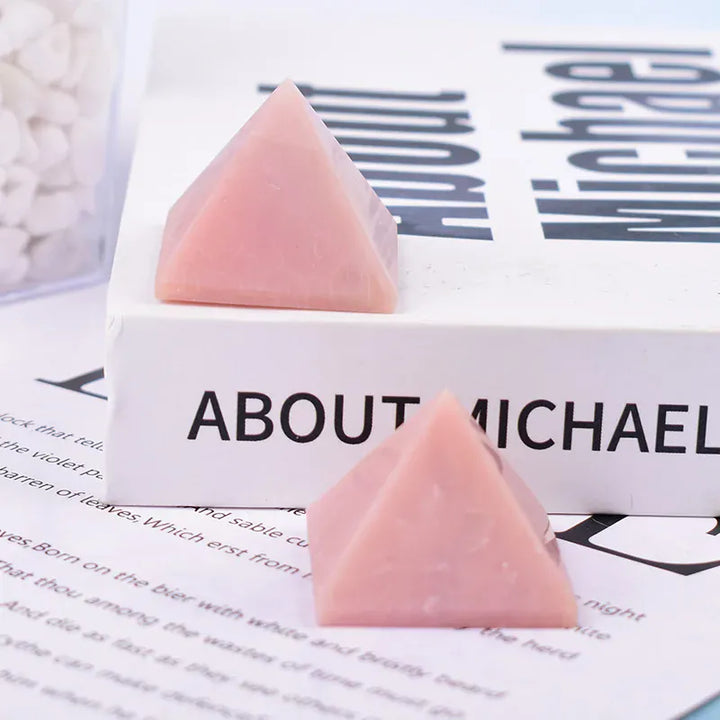 1PC Natural Pink Opal Polished Crystal Pyramid Healing Energy Tower Meditation Crystal Ornaments For Home Decoration