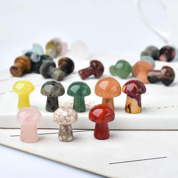 10Pcs Natural Crystal Mini Mushroom Gem Quartz Mushroom Mineral Healing Reiki Home Decoration DIY Crafts Gift Aquarium Stone