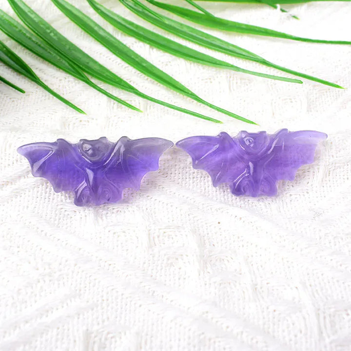 1PC Natural Crystal Carving Fluorite Bat Animals Figurines Ornaments Reiki Gemstone Crafts Home Decoration DIY Gift