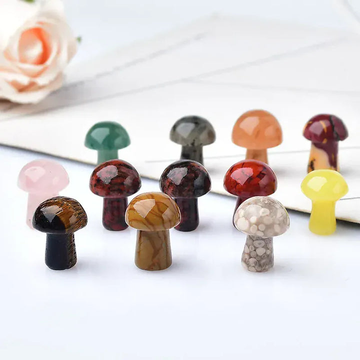 10Pcs Natural Crystal Mini Mushroom Gem Quartz Mushroom Mineral Healing Reiki Home Decoration DIY Crafts Gift Aquarium Stone