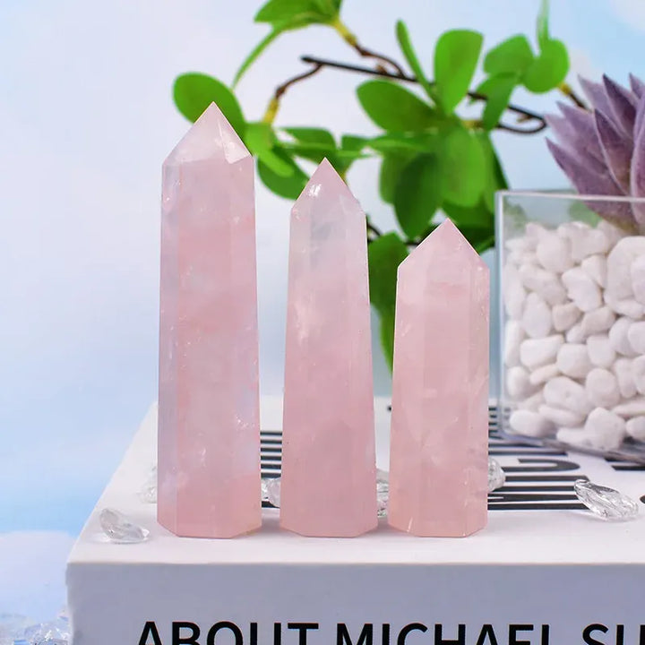 Rose Quartz Crystal Point Tower