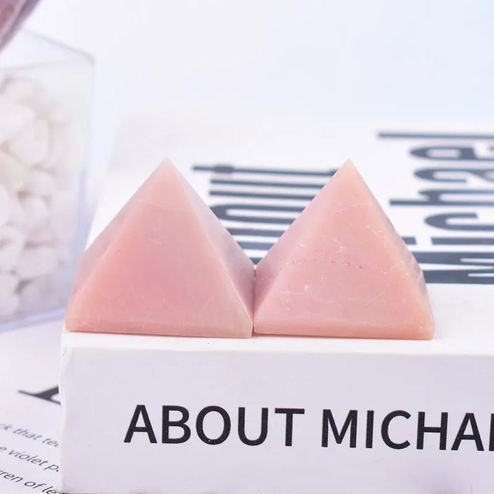 1PC Natural Pink Opal Polished Crystal Pyramid Healing Energy Tower Meditation Crystal Ornaments For Home Decoration