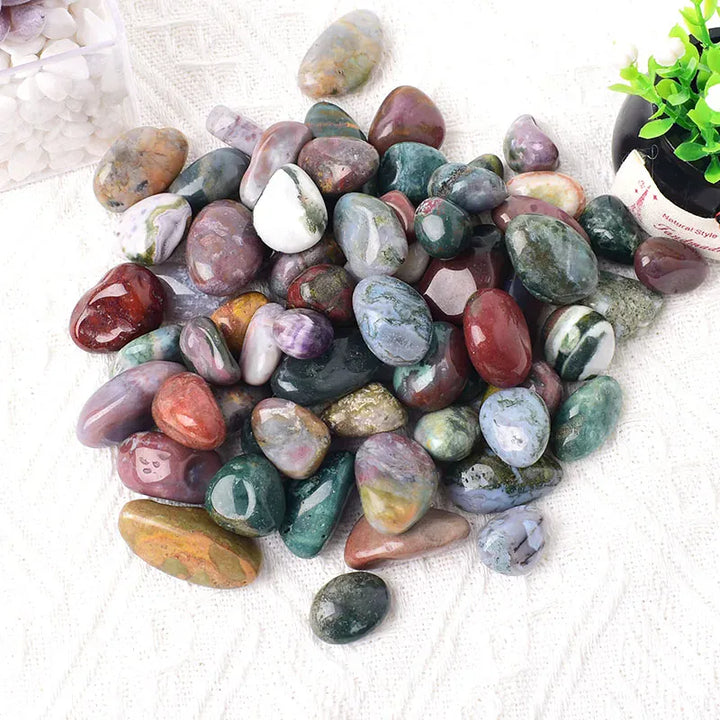 Natural Crystal Ocean Jasper Polished Tumble Stone Specimen 10-30mm Healing Stone Reiki for Aquarium Home Decor Handmade Diy Gif