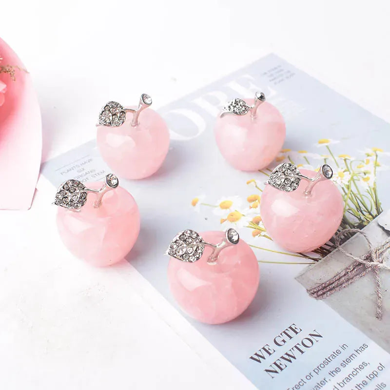 Natural Crystal Rose Quartz Powder Pink Apple Home Decor Valentine's Day/Christmas present DIY gift Polished Healing Stone