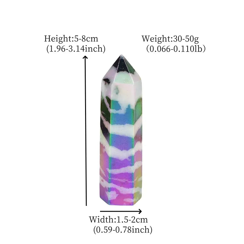 1Pc Natural Aura Zebra Stone Crystal Obelisk Point Mineral Specimen Crafts Beautiful Ornament Home Decor Pyramid Souvenir Gift
