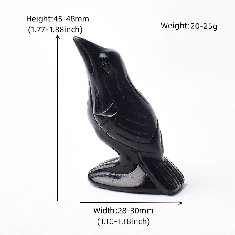 1PC Natural Crystal Obsidian Carved Birdie Cartoon Mineral Halloween Ornaments Healing Stone Reiki Home Decoration Gift