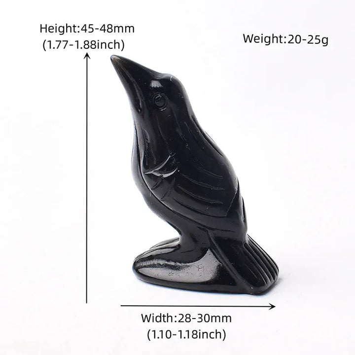 1PC Natural Crystal Obsidian Carved Birdie Cartoon Mineral Halloween Ornaments Healing Stone Reiki Home Decoration Gift