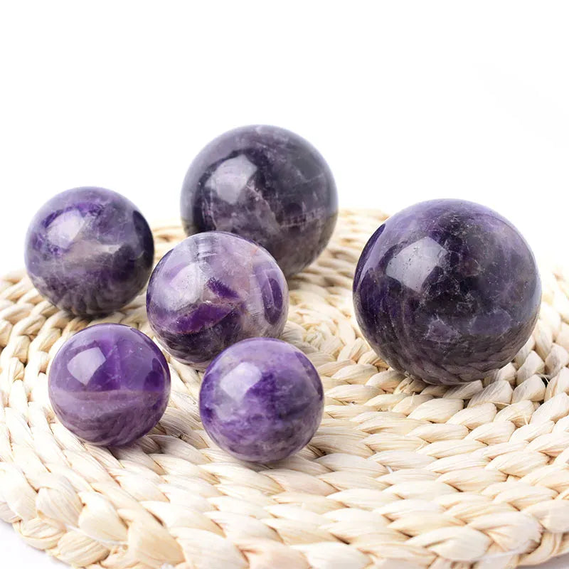 Natural Crystal Amethyst Polished Crystal Ball Reiki Healing Stone Home Decoration Energy Ball Mineral Meditation Ornament Gift