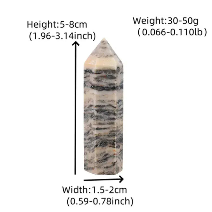 1Pc Natural Grey Stripes Stone Polished Crystal Point Healing Stone Haxagonal Obelisk Simple Ornaments For Home Decoration