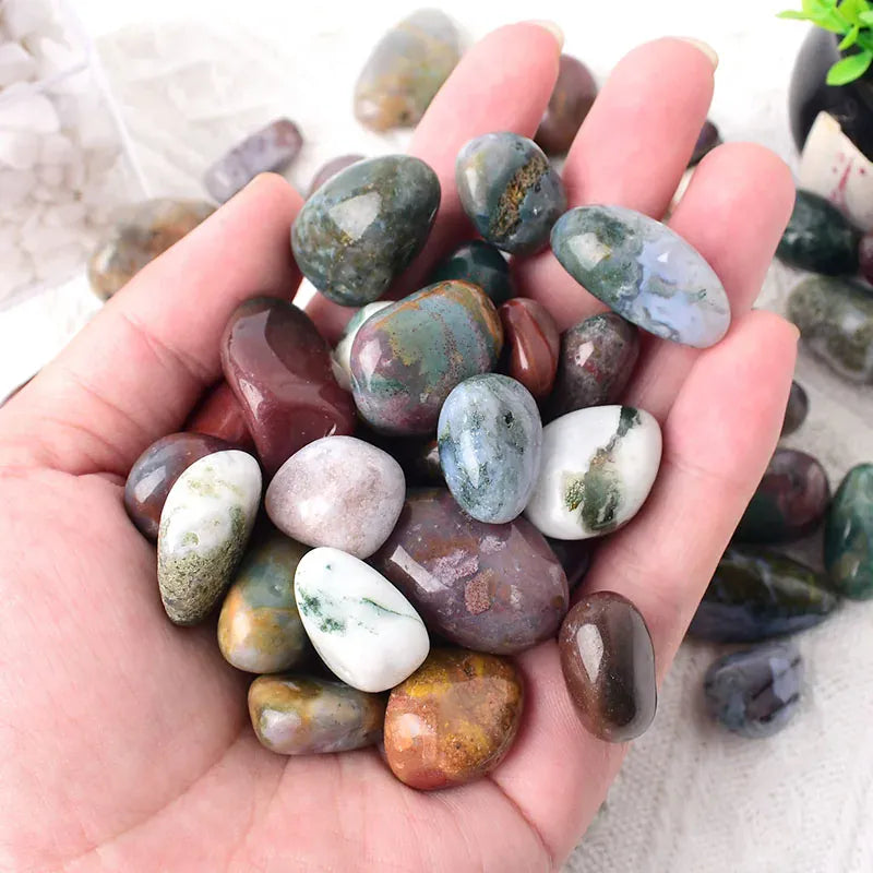 Natural Crystal Ocean Jasper Polished Tumble Stone Specimen 10-30mm Healing Stone Reiki for Aquarium Home Decor Handmade Diy Gif