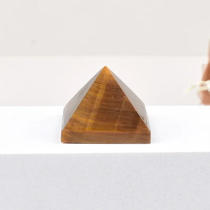 1Pc Natural Tiger Eyes Polished Crystal Pyramid Healing Stone Energy Tower Reiki Crystal Simple Ornaments For Home Decoration