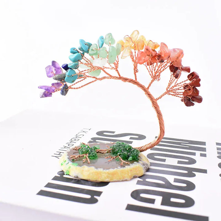 1PC Natural Crystal Hand Made Colour Crystal Tree Specimen Agate Home Decoration Ornaments Lucky Tree DIY gifts Souvenir Gift