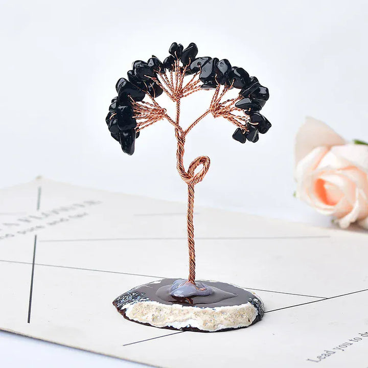 1PC Natural Crystal Tree Amethyst Rose Quartz Aquamarine Agate Lucky Tree Reiki Healing Home Decoration Ornaments Souvenir Gift