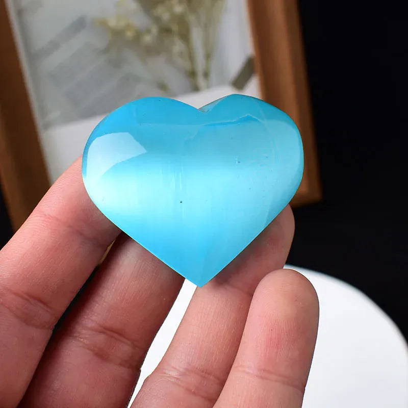 Natural Selenite Polished Heart Shaped Electroplate Aura Selenite Love Crystal Reiki Healing Stone Souvenir Home Decoration