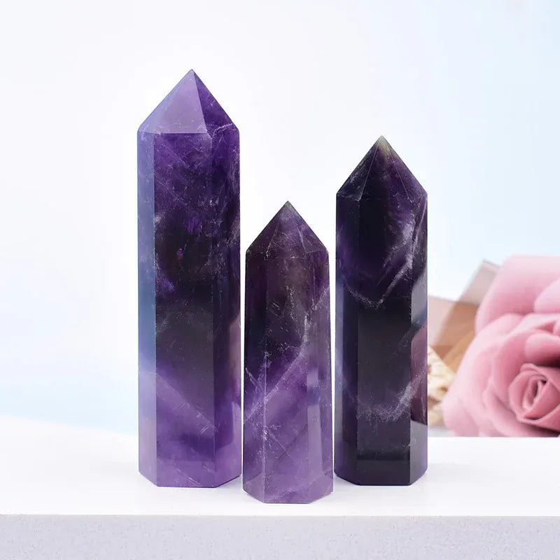 Natural Amethyst Crystal Obelisk Point Mineral Specimen Crafts Stone Beautiful Ornament Home Decor Pyramid Souvenir DIY Gift