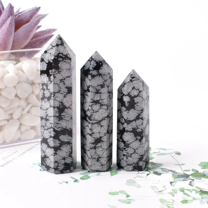 Snowflake obsidian Crystal Point Tower