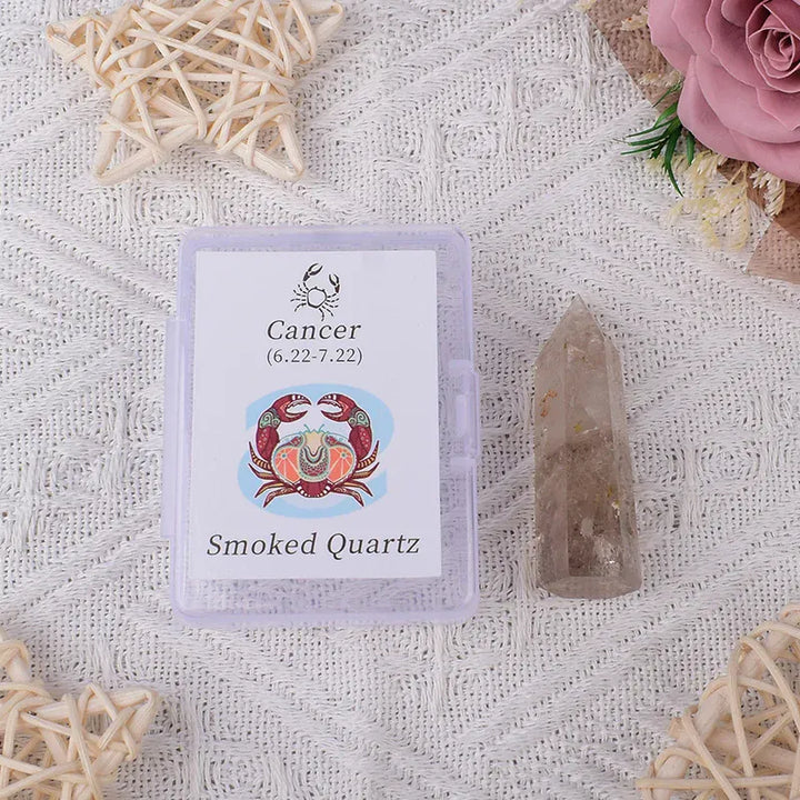 12 Constellations Natural Amethyst Rose Quartz Citrine Ecliptic Style Crystal Wand Leo Aries TaurusGem Tower For Home Decoration