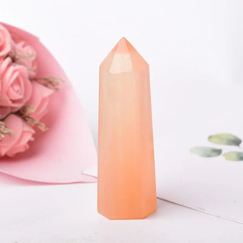 Natural Selenite Crystal Point Tower