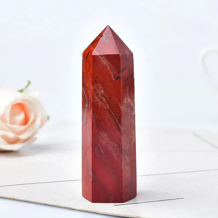 Natural Red jasper Crystal Point Tower