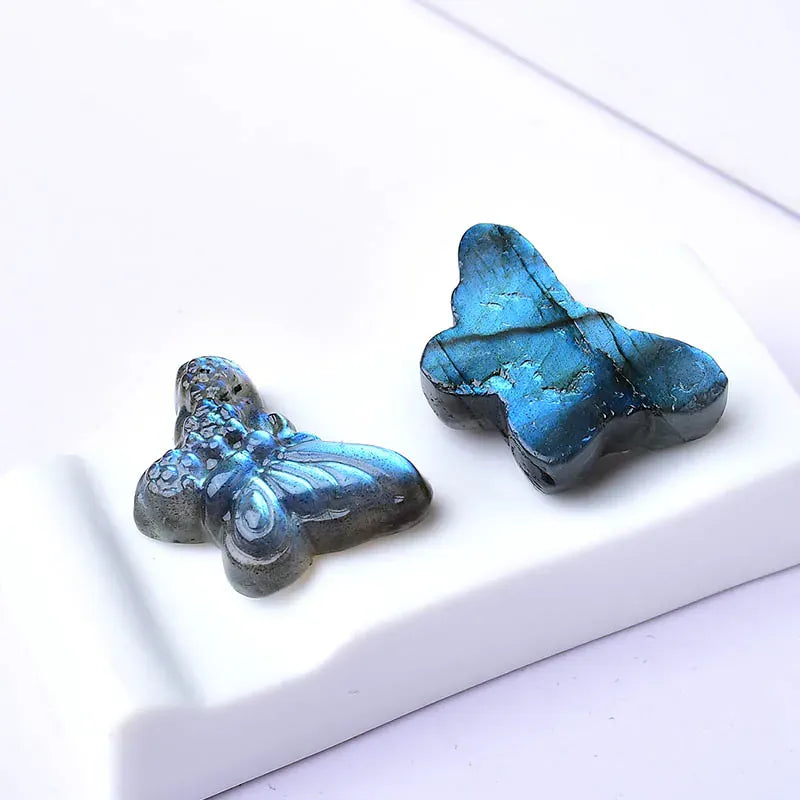 1PC Natural Crystal Labradorite Hand Carved Butterfly Animals Figurine Reiki Healing Stone Crystal Crafts For Home Decorations