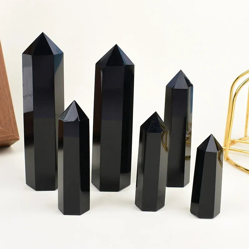 1Pc Natural Obsidian Crystal Obelisk Point Mineral Specimen Crafts Stone Beautiful Ornament Home Decor Pyramid Souvenir Gift