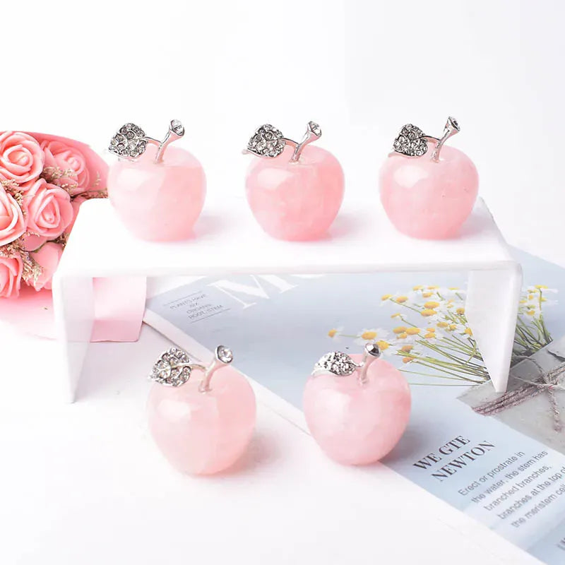 Natural Crystal Rose Quartz Powder Pink Apple Home Decor Valentine's Day/Christmas present DIY gift Polished Healing Stone