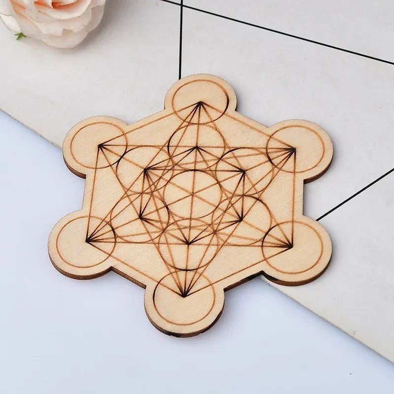 1PC 10Cm For Seven Chakra Healing Stone Seven Star Array Reiki Wood Plate Cube Yoga Chakra Home Decor Diy Gift