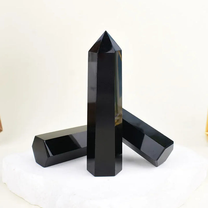 1Pc Natural Obsidian Crystal Obelisk Point Mineral Specimen Crafts Stone Beautiful Ornament Home Decor Pyramid Souvenir Gift