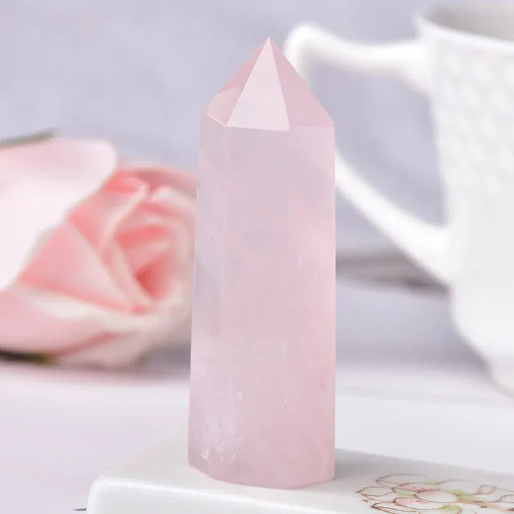 Rose Quartz Crystal Point Tower