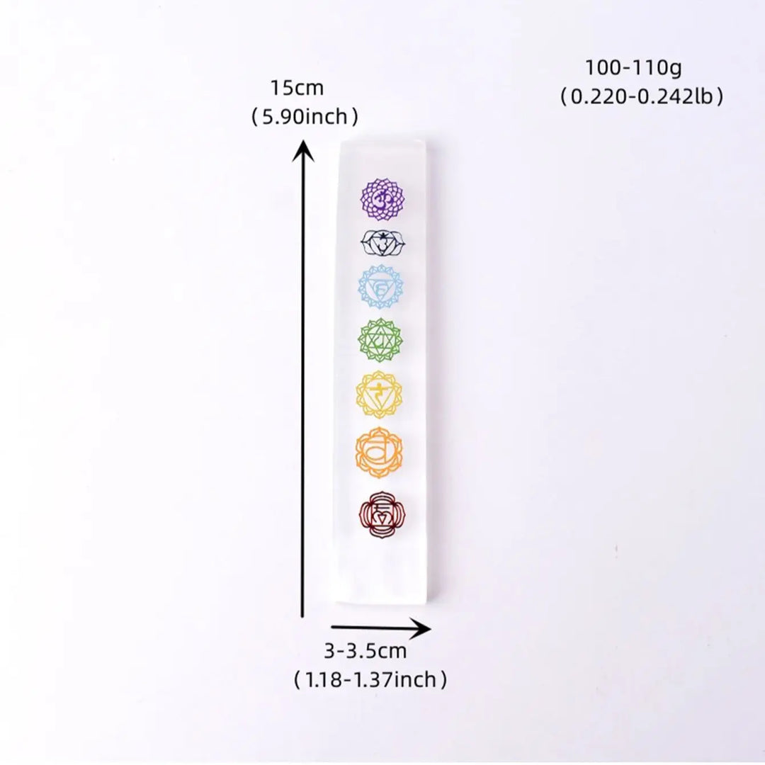 1Pc Natural Selenite Board Seven Chakras Selenite Stick Decal Selenite Plate Yoga Stone For Healing Meditation