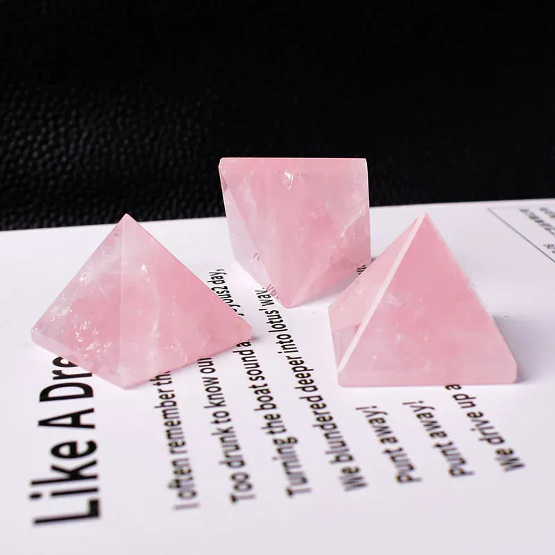 1PC Natural Rose Quartz Polished Pyramid Crystal Quartz Energy TowerHealing Stone Meditation Home Decor Crafts Of Gem Stone