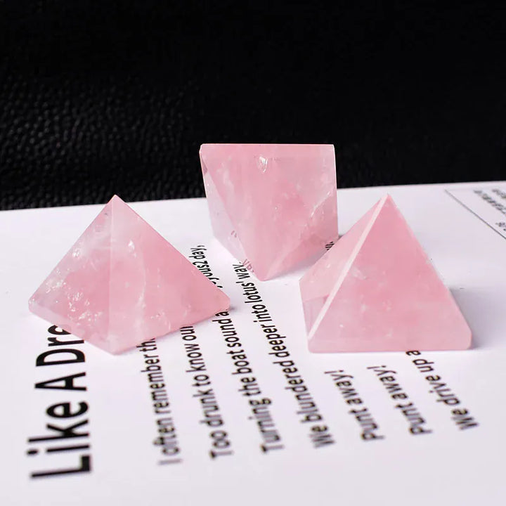 1PC Natural Rose Quartz Polished Pyramid Crystal Quartz Energy TowerHealing Stone Meditation Home Decor Crafts Of Gem Stone