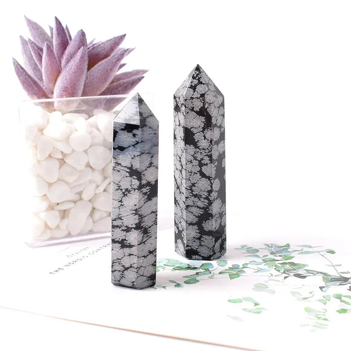Snowflake obsidian Crystal Point Tower