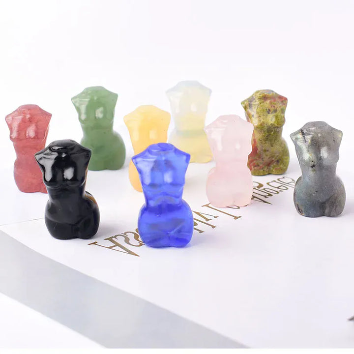 1PC Natural Crystal Carved Female Model Healing Crystal Figurines Reiki Gemstone Crafts Home Decoration Men and Women Gift