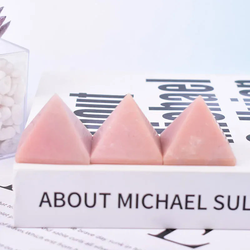 1PC Natural Pink Opal Polished Crystal Pyramid Healing Energy Tower Meditation Crystal Ornaments For Home Decoration