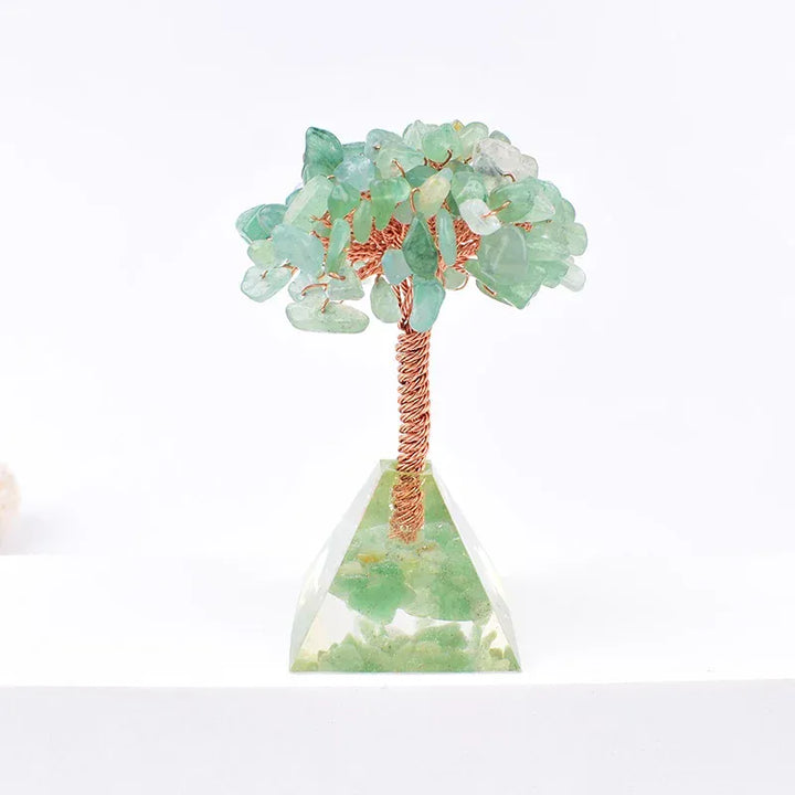 Natural Crystal Stone Resin Craftwork Pyramid Tree Specimen Agate Reiki Healing Home Decoration Ornaments Lucky Tree DIY Gift