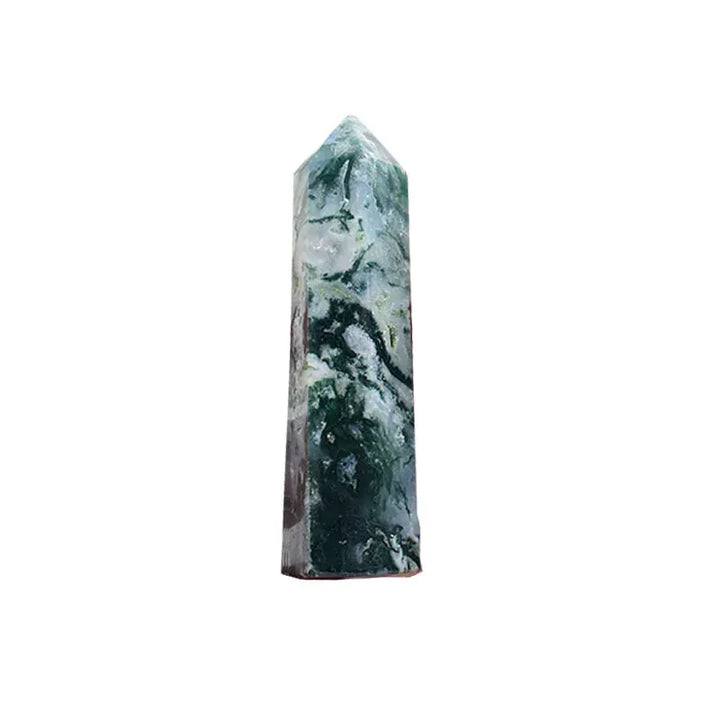 Moss Agate Crystal Point Tower