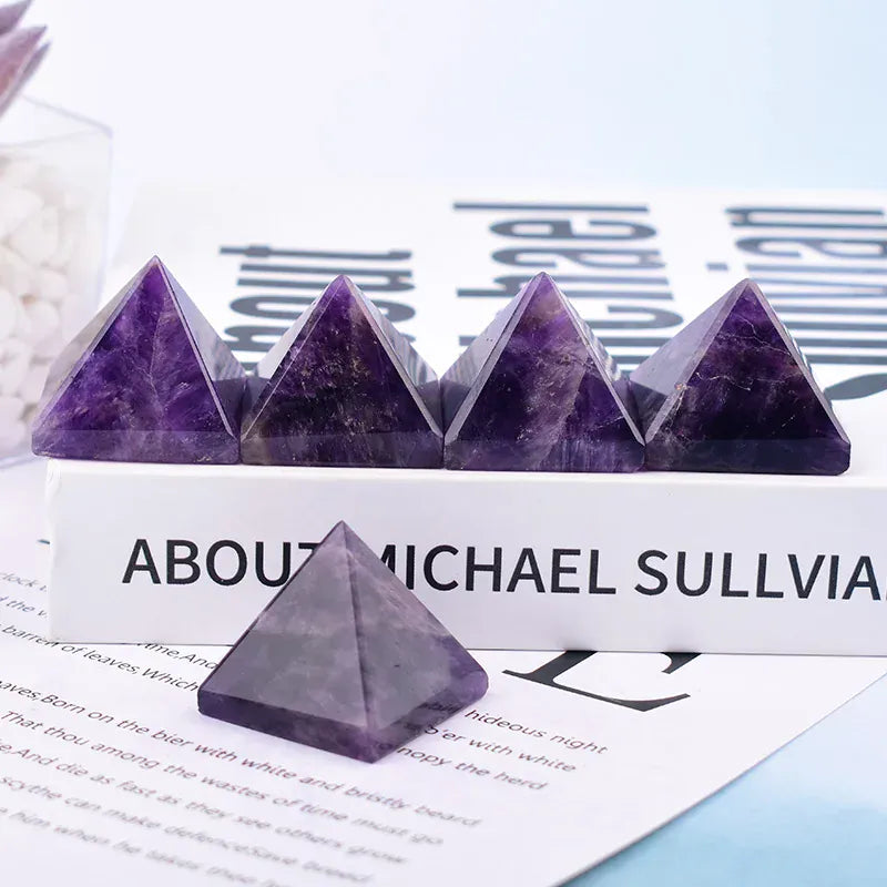 Natural Amethyst Polished Crystal Pyramid Reiki Healing Stone Reiki Meditation Crystal Tower For Home Decoration
