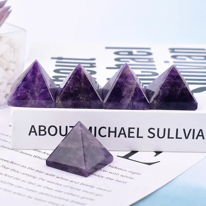Natural Amethyst Polished Crystal Pyramid Reiki Healing Stone Reiki Meditation Crystal Tower For Home Decoration