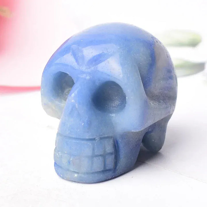 Natural Crystal Stone Skull Quartz Reiki Crystal Healing Stone Crafts Home Decoration Polished Figurine Halloween Ornaments Gift