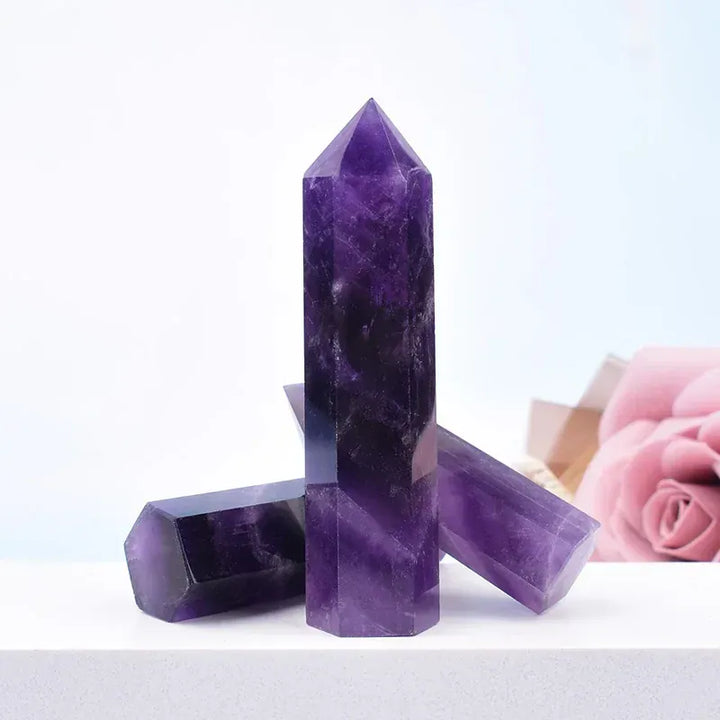 Natural Amethyst Crystal Obelisk Point Mineral Specimen Crafts Stone Beautiful Ornament Home Decor Pyramid Souvenir DIY Gift