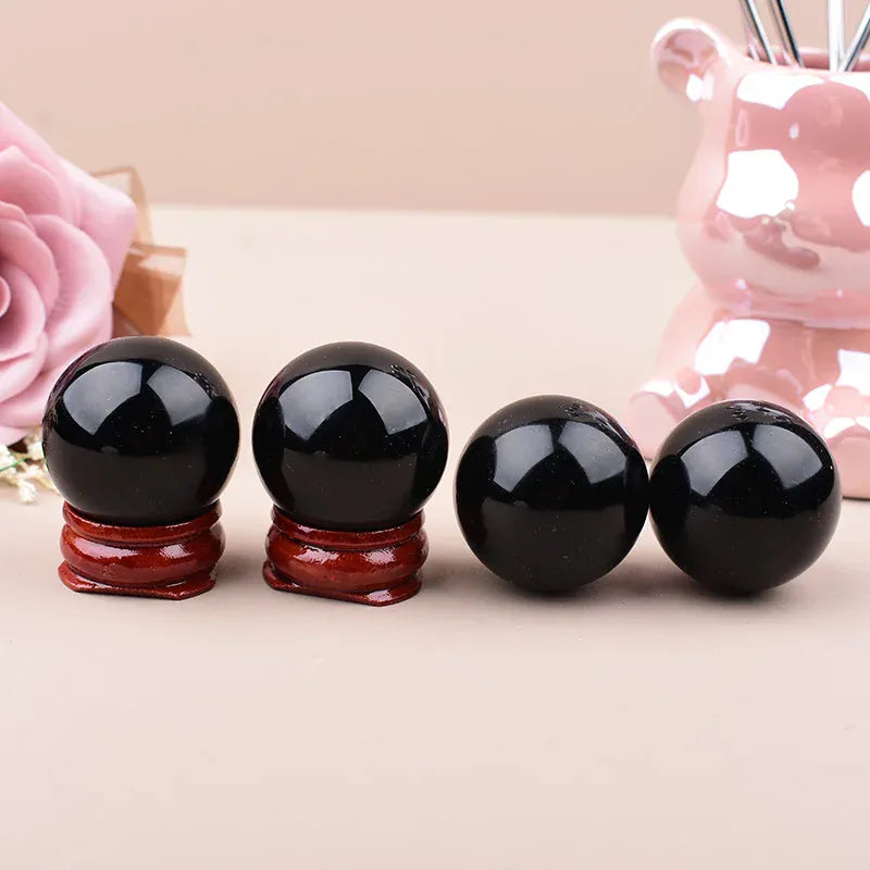 1Pc Natural Obsidian Polished Crystal Ball Reiki Energy Mineral Ornaments Gemstone Sphere For Home Decoration Gifts