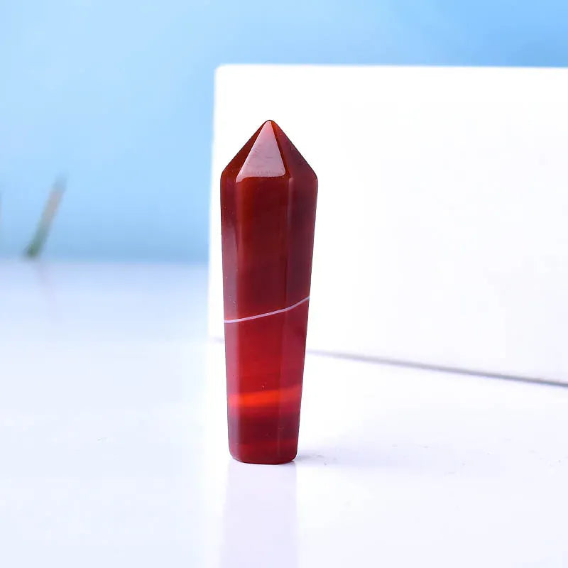 1PC Natural Crystal Carnelian Hexagonal Column Sardonyx Crystal Point Red Agate Healing Stone Tower Mineral Home Decoration