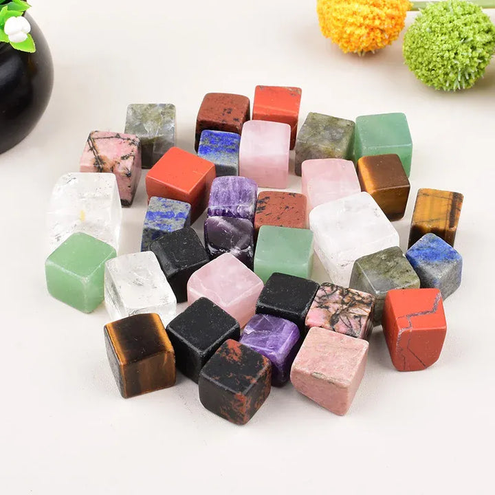 Natural Crystal Polished Rose Quartz Amethyst Obsidian Cube Ore Mineral Specimen Gem Ornaments For Home Decoration DIY Gifts