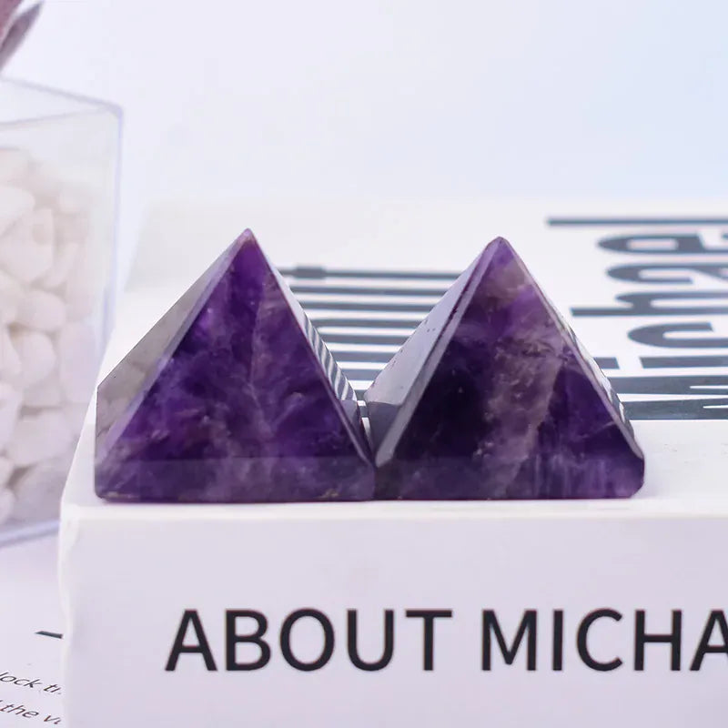 Natural Amethyst Polished Crystal Pyramid Reiki Healing Stone Reiki Meditation Crystal Tower For Home Decoration