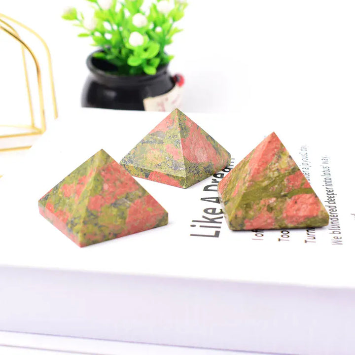 Natural Crystal Unakite Polished Pyramid Reiki Healing Stone Chakra Reiki Meditation Crystal Tower Home Decor Crafts