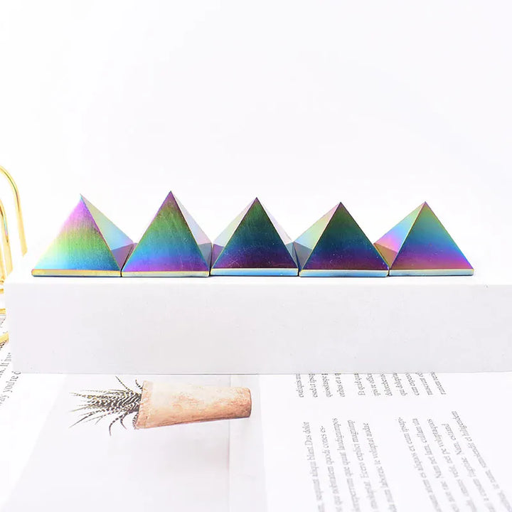 Natural Crystal Electroplate Aura Obsidian Pyramid Healing Stone Energy Tower For Home Decor Reiki Polished Stone Chakra Tower