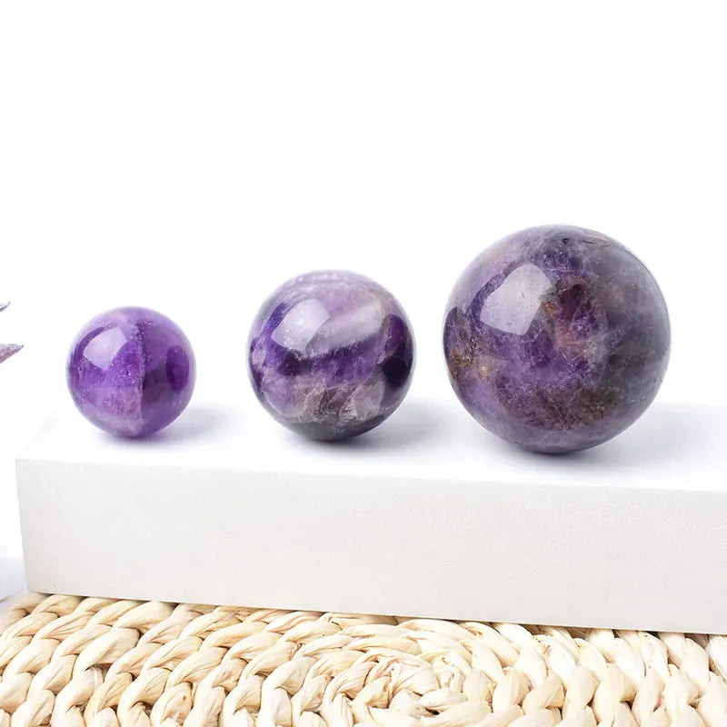 Natural Crystal Amethyst Polished Crystal Ball Reiki Healing Stone Home Decoration Energy Ball Mineral Meditation Ornament Gift